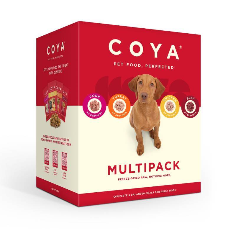 Coya Adult Multipack 1.8kg features four meat icons on the front.