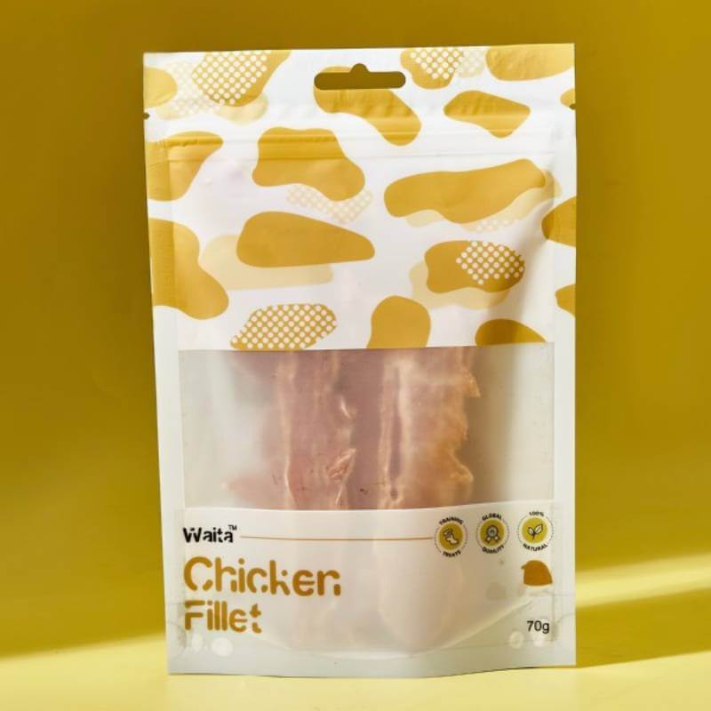 Waita Air Dried Chicken Fillet Dog &amp; Cat Treat 70g, high protein, white and yellow pack.