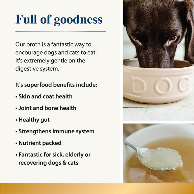 Karnlea Beef Bone Broth for Dogs & Cats: supports pet health and contains natural collagen.