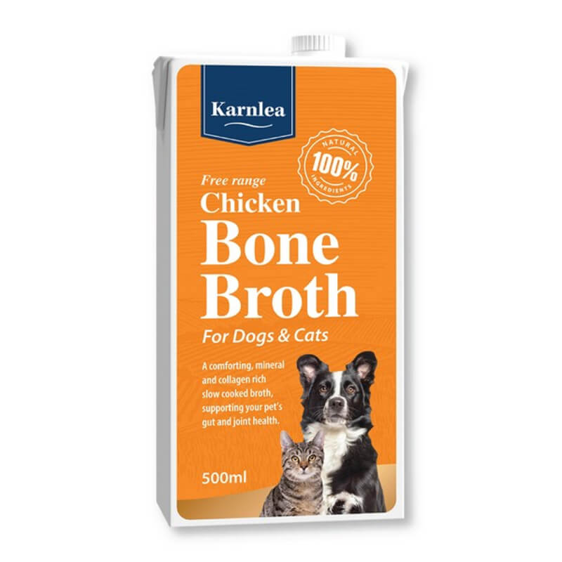 Toplife Karnlea Chicken Bone Broth for Dogs & Cats 500ml—collagen supplement for pets.