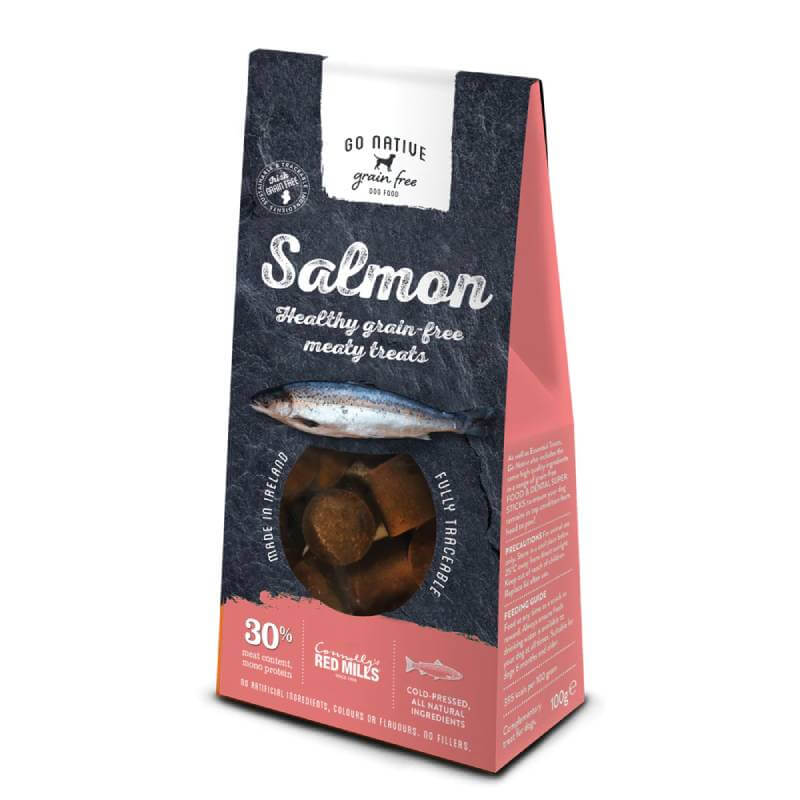 Go Native Essentials Salmon 100g grain-free dog treats by Go Native.