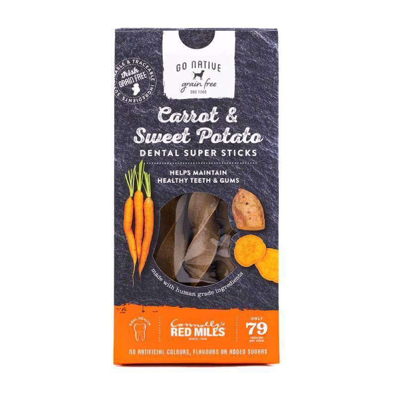 Go Native Super Dental Carrot &amp; Sweet Potato dental sticks, 150g – for healthy teeth.