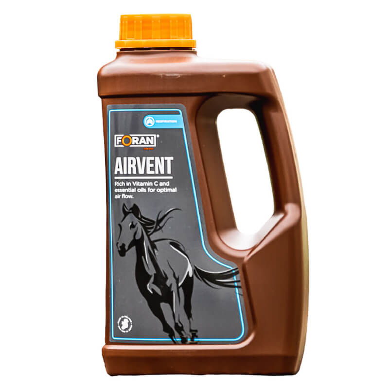 Foran Equine Airvent Liquid 1Ltr supports airway health in horses.