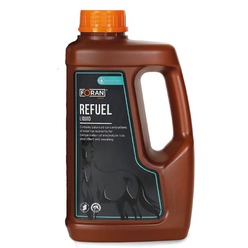 Foran Equine Refuel Liquid 1Ltr, an electrolyte supplement for performance horses.
