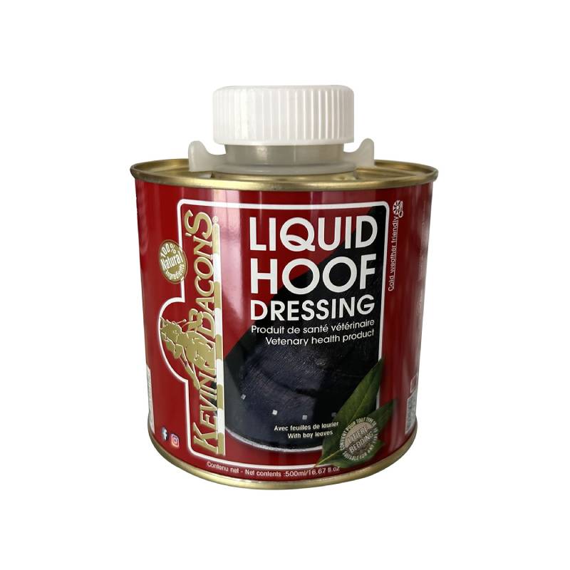Kevin Bacon's Liquid Hoof Dressing 500ml with white screw cap for superior hoof protection.