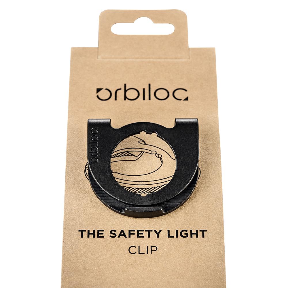 Orbiloc Dog Safety Light Clip in packaging with collar attachment for dog safety.