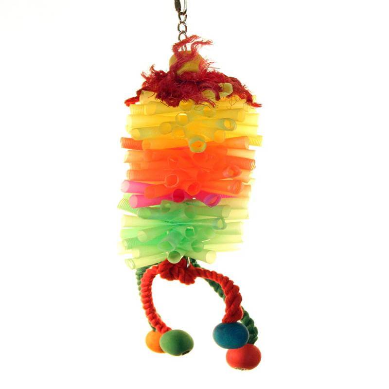 Sky Pet Coloured Straw Bundle Bird Toy, colourful and sturdy, hangs by a strong chain.