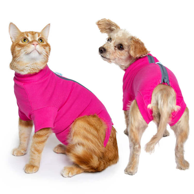 VetMedWear Recovery Suit for Female Dogs & All Cats Pink by VetMed, ideal for wound protection.