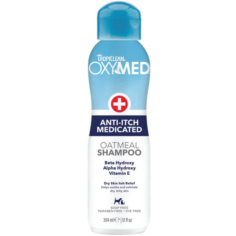 Tropiclean OxyMed Anti-Itch Shampoo 355ml soothes pets’ itchy skin.