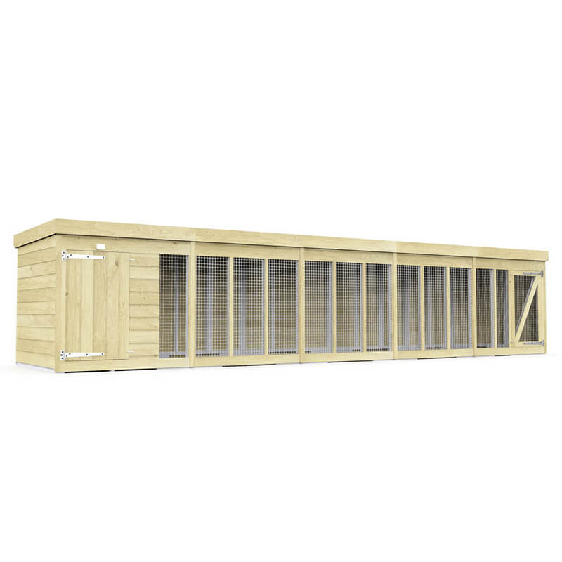 DIY Sheds Dog Kennel and Run 4ft with mesh doors, slanted roof—perfect outdoor dog shelter.
