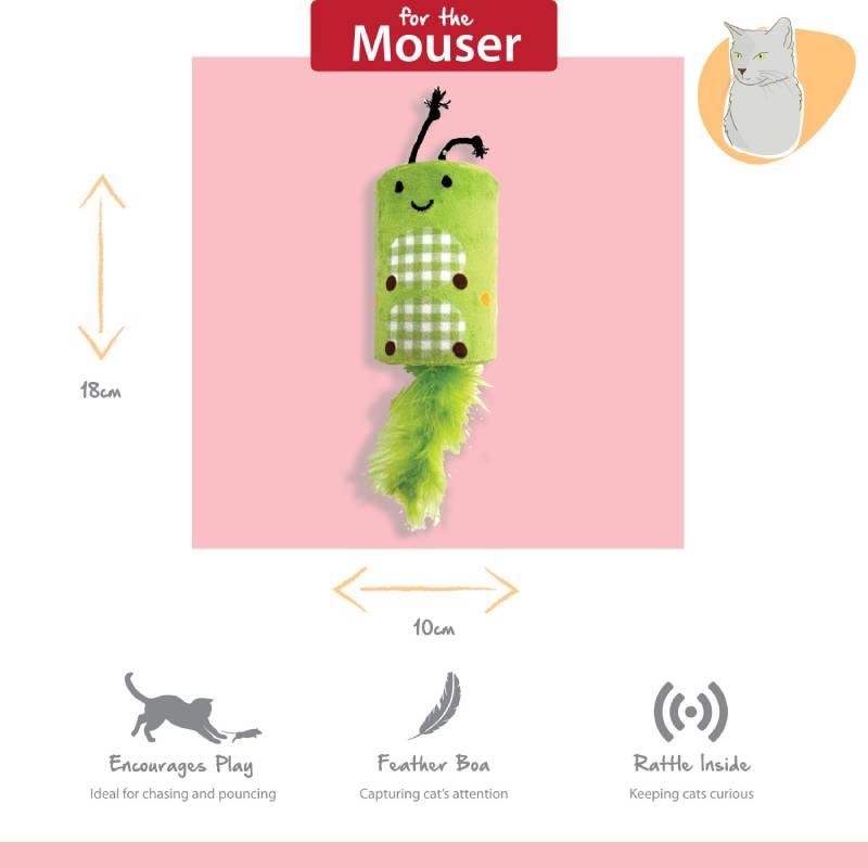 Happy Pet Tabby Patch Caterpillar Rattle &amp; Roll Cat Toy