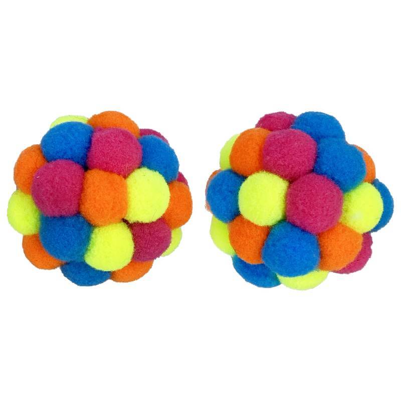 Happy Pet Tabby Patch Pom Pom Balls 2pk
