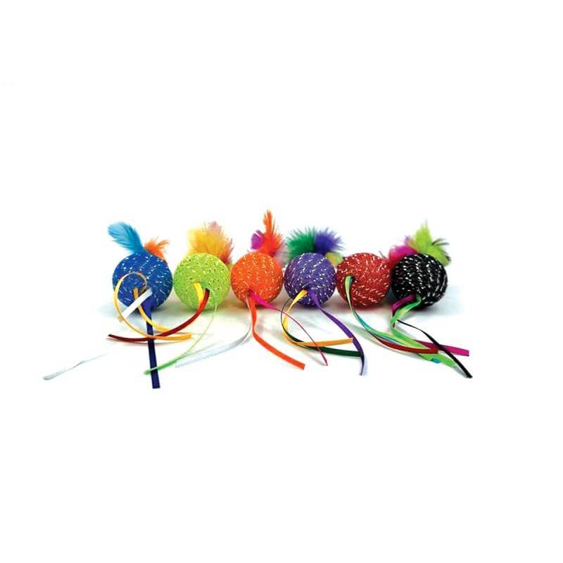 Happy Pet Tabby Patch Glitter Ball Rattler Cat Toy