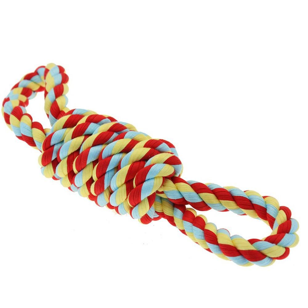 Twist Tee Twist-Tee Coil Tugger with 2 handles in multi-coloured strands for dogs.