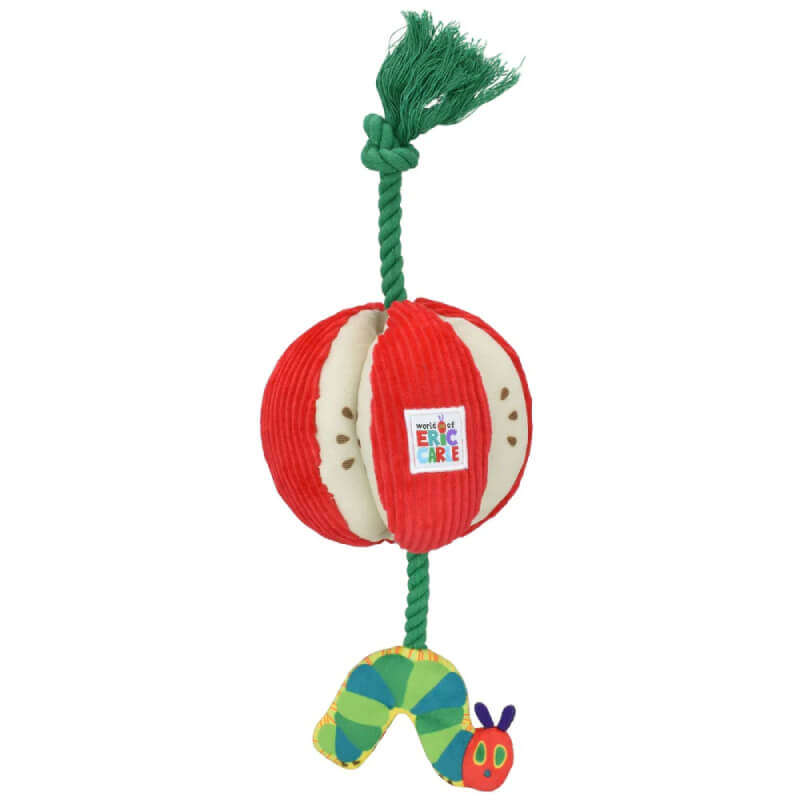 Happy Pet HP Eric Carle Apple Rope Tug: a colorful caterpillar plush with green rope.