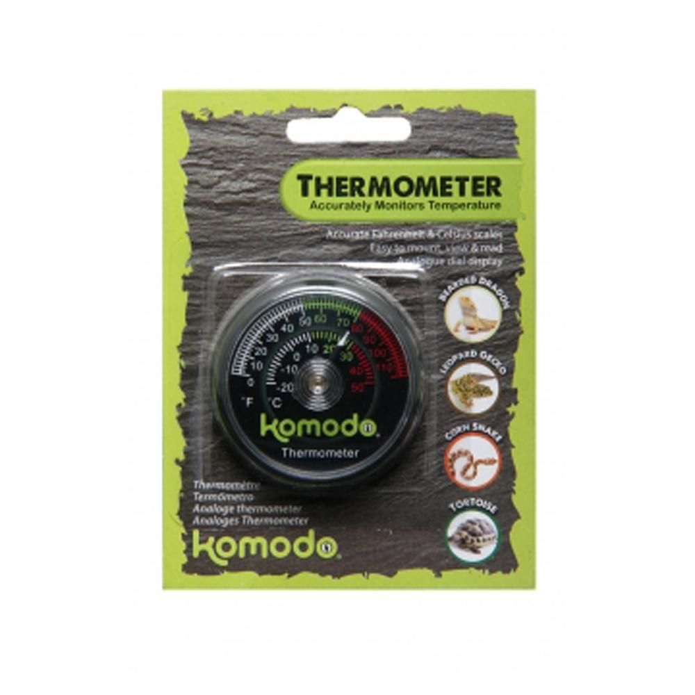 Komodo Thermometer in packaging for accurate temperature monitoring in enclosures.
