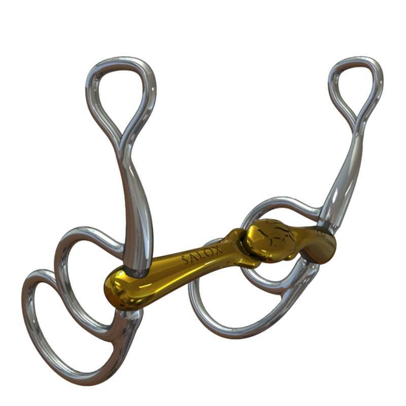 Neue Schule Turtle Top + Flex 16mm Spot On features curved silver shanks and a gold mouthpiece.
