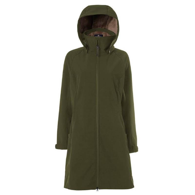 Mountain Horse Stella Softshell Parka Green—perfect equestrian outerwear with front zipper.