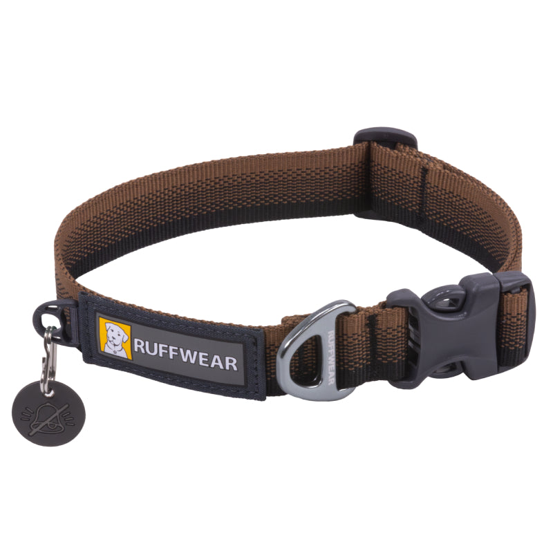 Ruffwear Front Range Collar Moonlight Fade with metal D-ring, black buckle, and attached tag.
