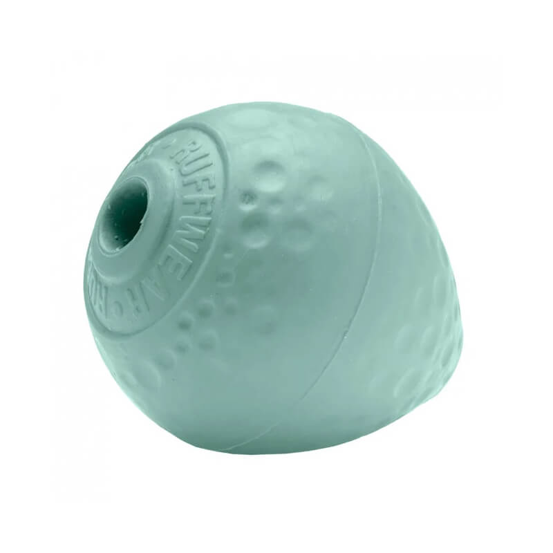 Sage green Ruffwear Turnup Toy, textured, egg-shaped, and ball thrower compatible.