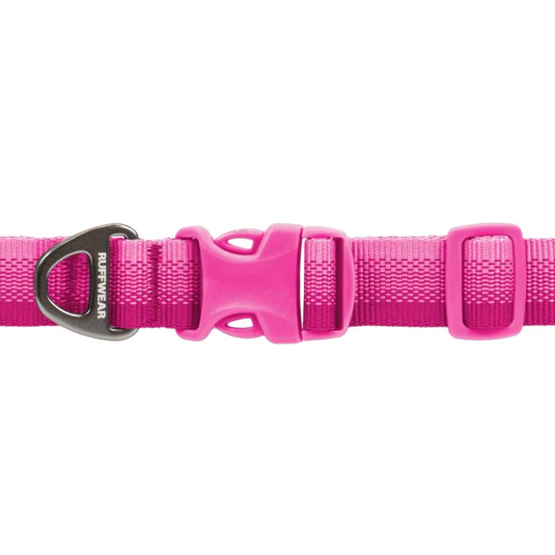 Ruffwear Front Range Collar Pink Rose with recycled webbing, durable buckle, and D-ring.