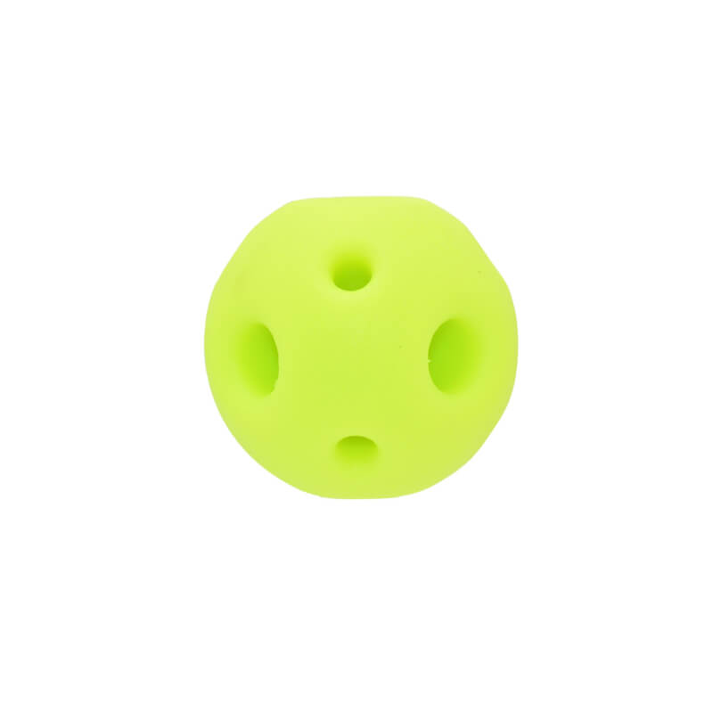 Happy Pet Breeze Ball: round, yellow dog ball with airflow holes by Happy Pet.