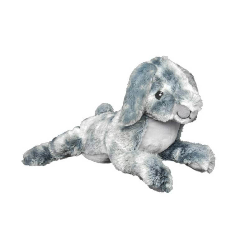 Happy Pet Thumperz Jumbo—jumbo plush gray and white bunny dog toy with a smiling face.