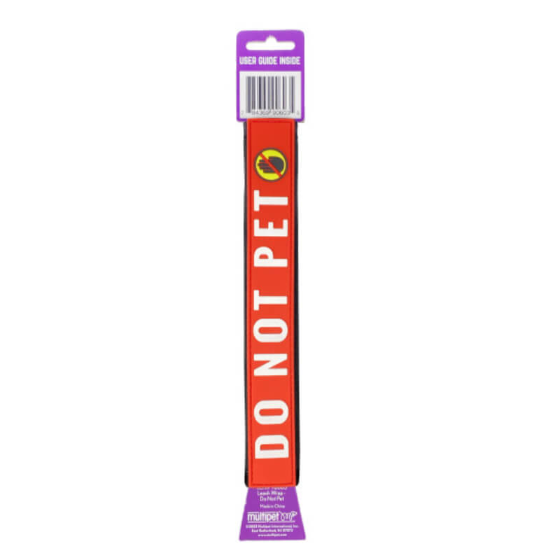 Happy Pet "Do Not Pet" Leash Wrap with bold white lettering and symbol on packaging.