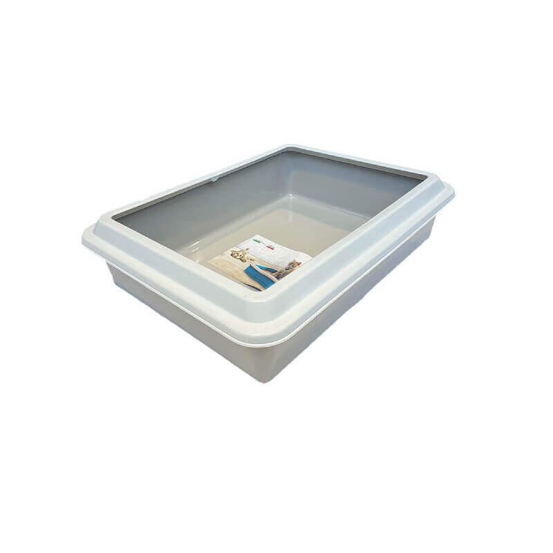 Happy Pet HP Cat Litter Tray Medium in gray, rectangular, shown on a white background.