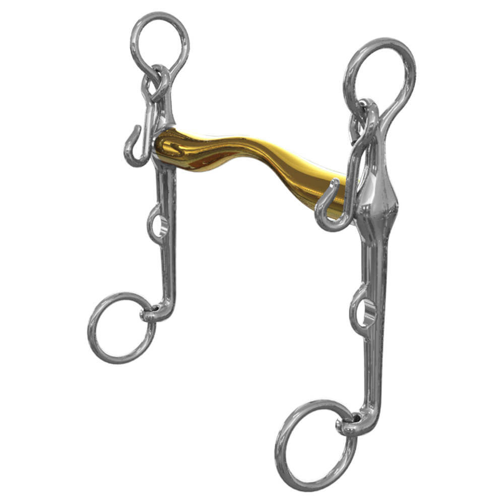 Neue Schule Starter Weymouth: Curved gold mouthpiece, silver shanks dressage bit.