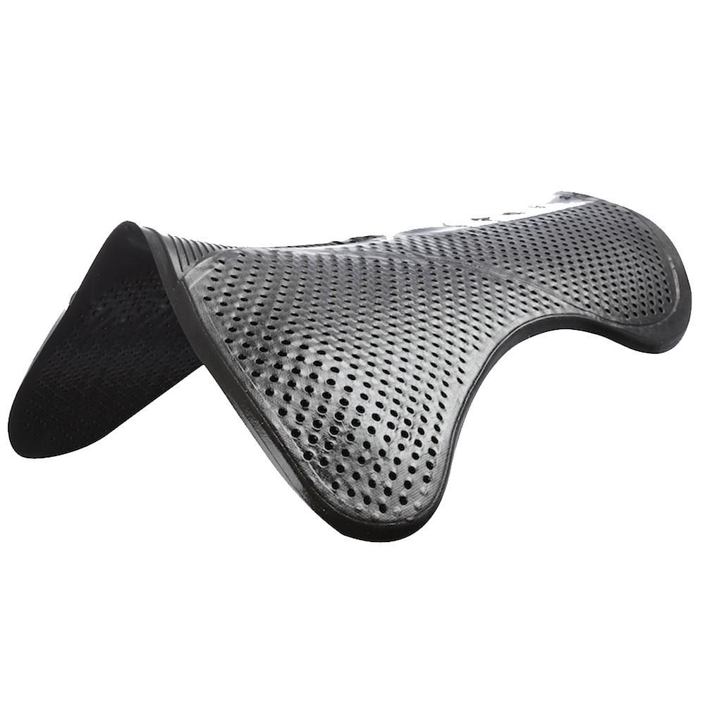 Acavallo Shaped Gel Pad: black, contoured, anti-slip, shock absorbing, perforated gel saddle pad.