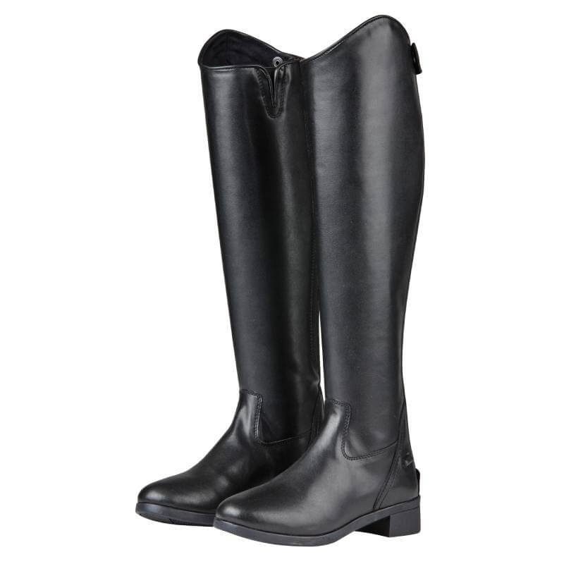Saxon Syntovia Black Wide Regular tall dress boots with low heels in classic style.