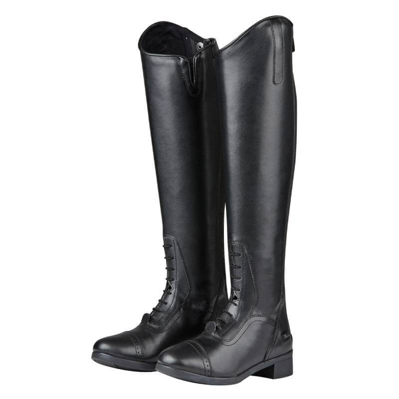 Saxon Syntovia Tall Field Boots Black Regular: sleek black riding boots by Saxon with laces.