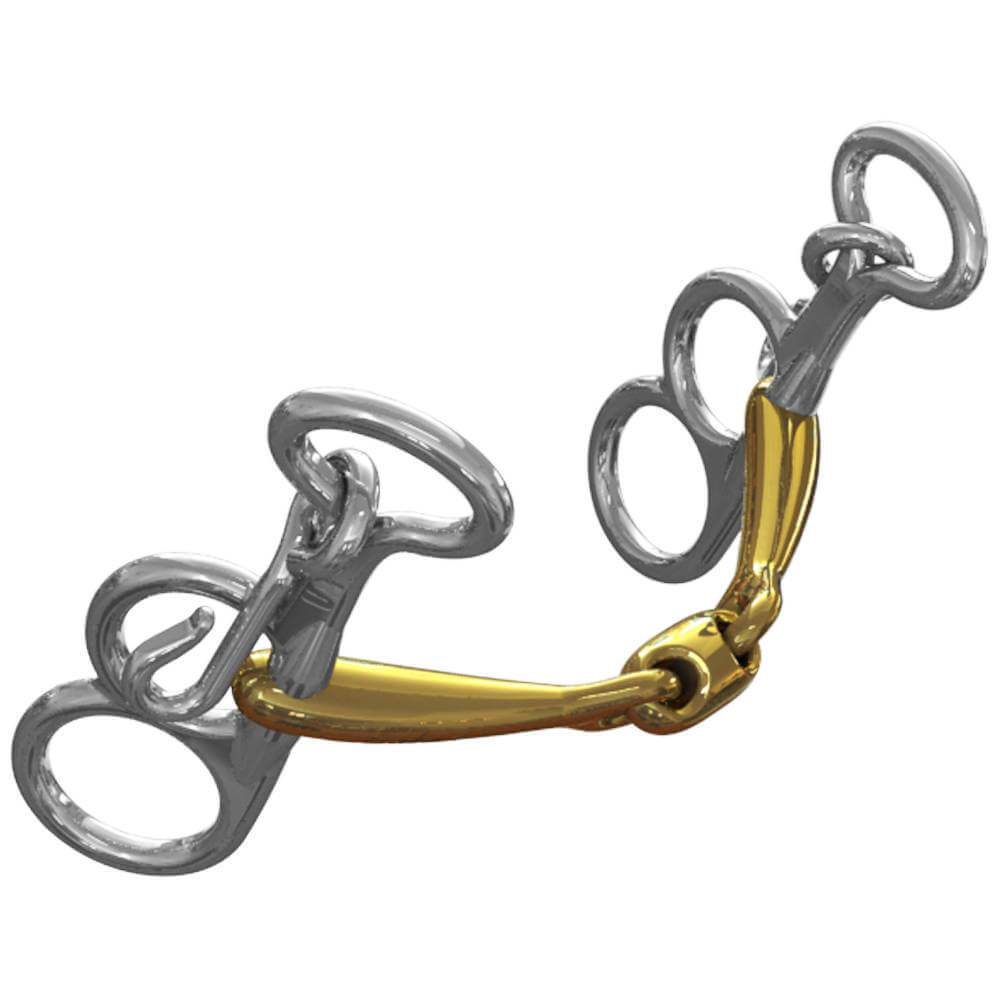 Neue Schule Pony Tranz Angled Lozenge Butterfly Pelham with gold &amp; silver rings, jointed mouth.