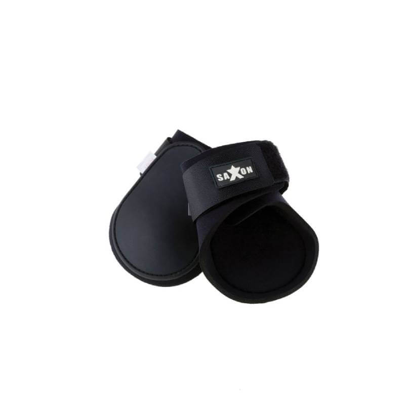 Saxon Contoured Fetlock Boots Black/Black with absorbent neoprene lining and Velcro straps.