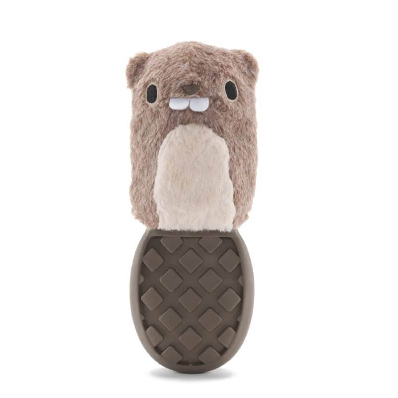 BARK Peanut Butter Beaver Dog Toy with a brown sole, shown on a white background.
