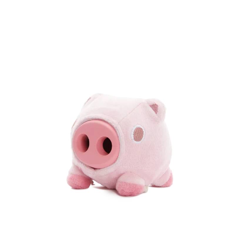 BARK Hambone Dog Toy—a pink plush pig with a round snout by BARK.