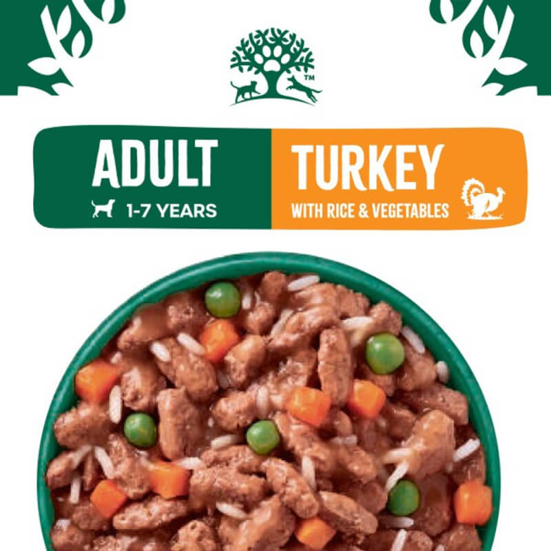 James Wellbeloved Adult Turkey in Gravy Dog Pouch 90g with rice, peas &amp; carrots for adult dogs.
