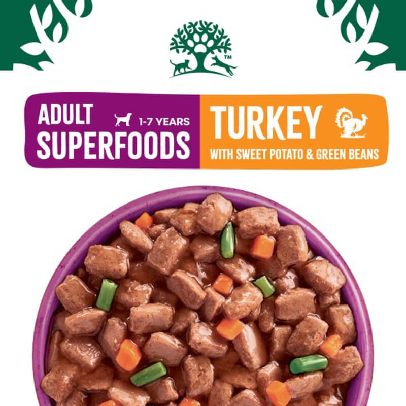 James Wellbeloved Adult Superfood Turkey in Gravy Dog Pouch 90g with natural ingredients.
