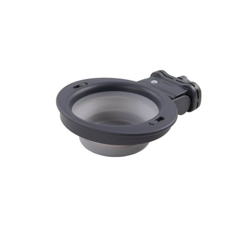 Dexas Collapsible Kennel Bowl Small in light gray—ideal travel gear for your pet.
