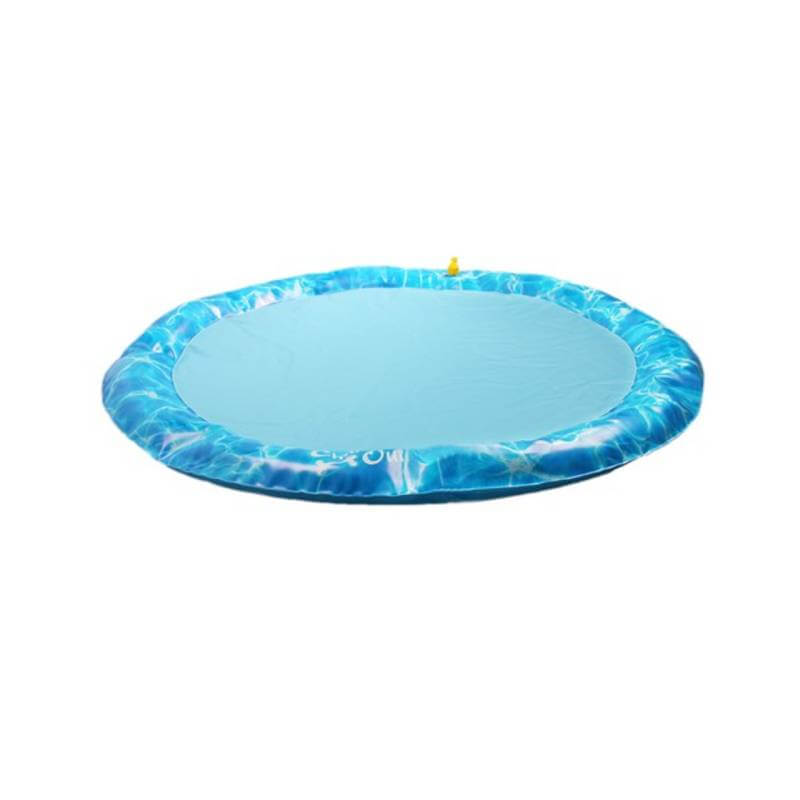 All For Paws Chill Out Sprinkler Fun Mat Medium, blue round with water pattern and yellow connector.