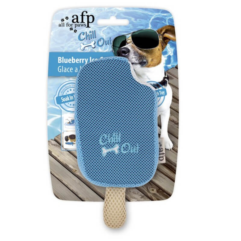All For Paws Chill Out Blueberry Ice Cream dog toy, shaped like a popsicle.