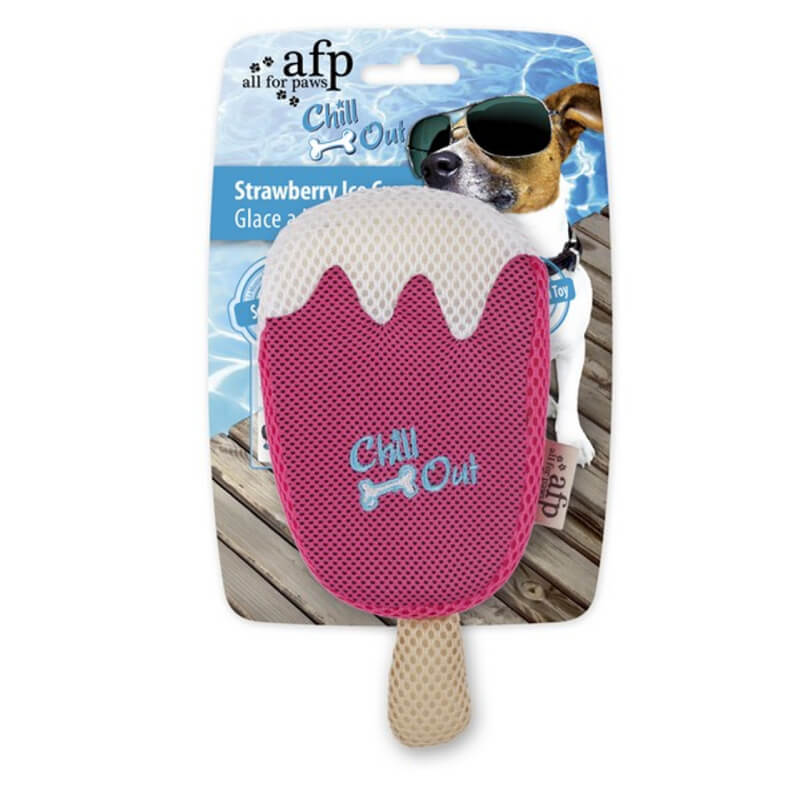 All For Paws Chill Out Strawberry Ice Cream toy—fun pink treat for playful pups.