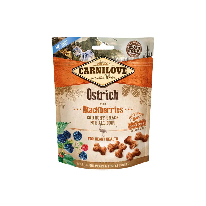 Carnilove Ostrich with Blackberries Crunchy Dog Treats 200g – high protein, grain free.