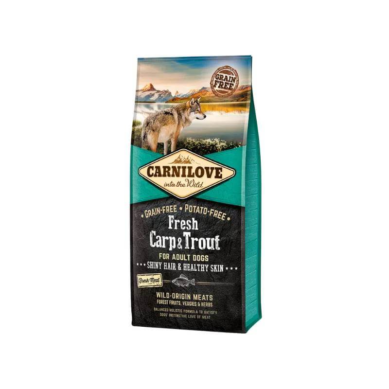 Carnilove Fresh Carp &amp; Trout Adult Dog Dry Food with omega-3 for adult dogs.