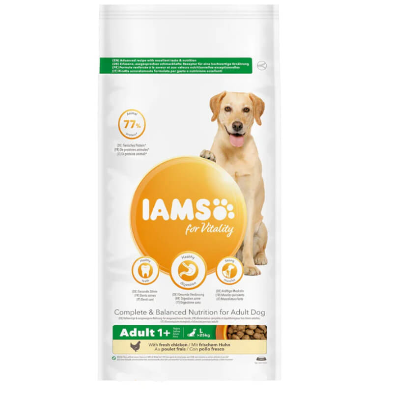 Iams Vitaility Adult Large Breed Chicken dog food for healthy vitality and strength.