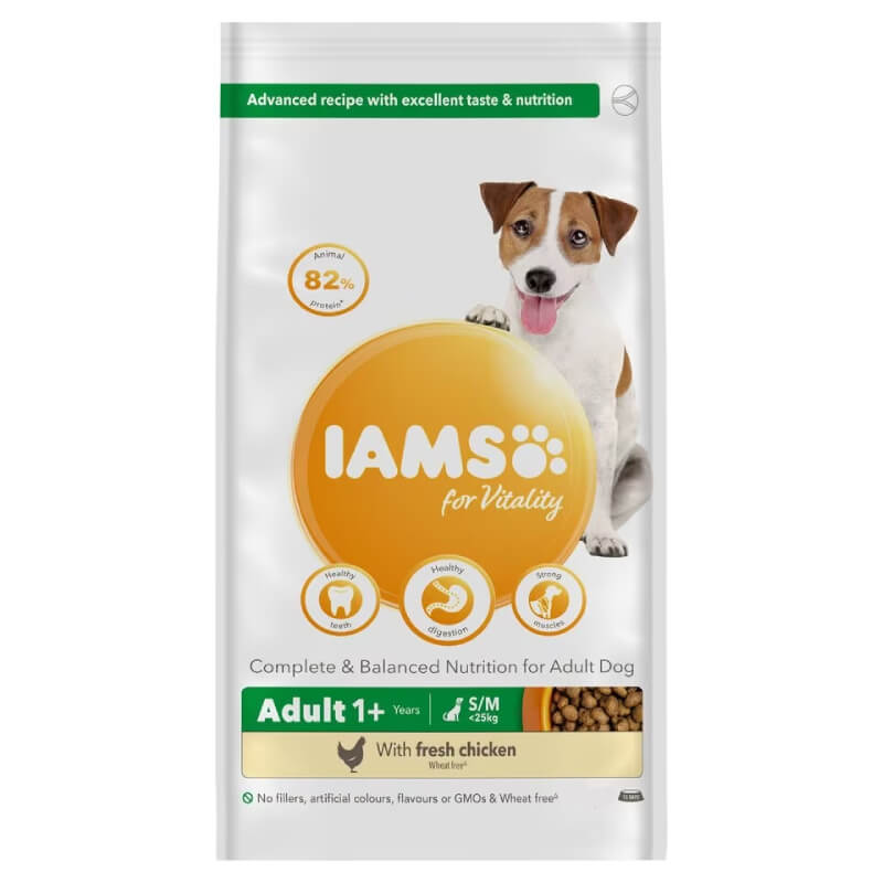 Iams Vitality Adult Small/Medium Breed Chicken dog food by Iams with product details.