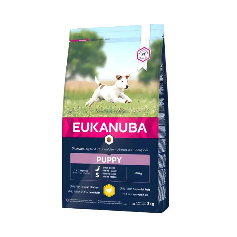 Eukanuba Growing Puppy Small Breed 2kg bag for small breed puppies.