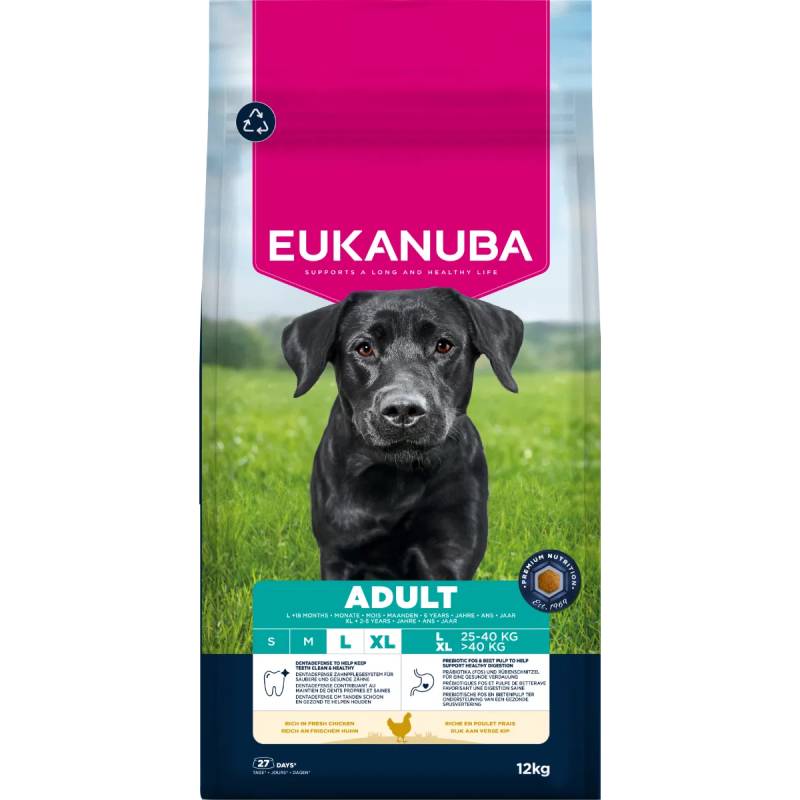 Eukanuba Adult Large Breed Chicken dog food, dry, 12kg, premium nutrition.