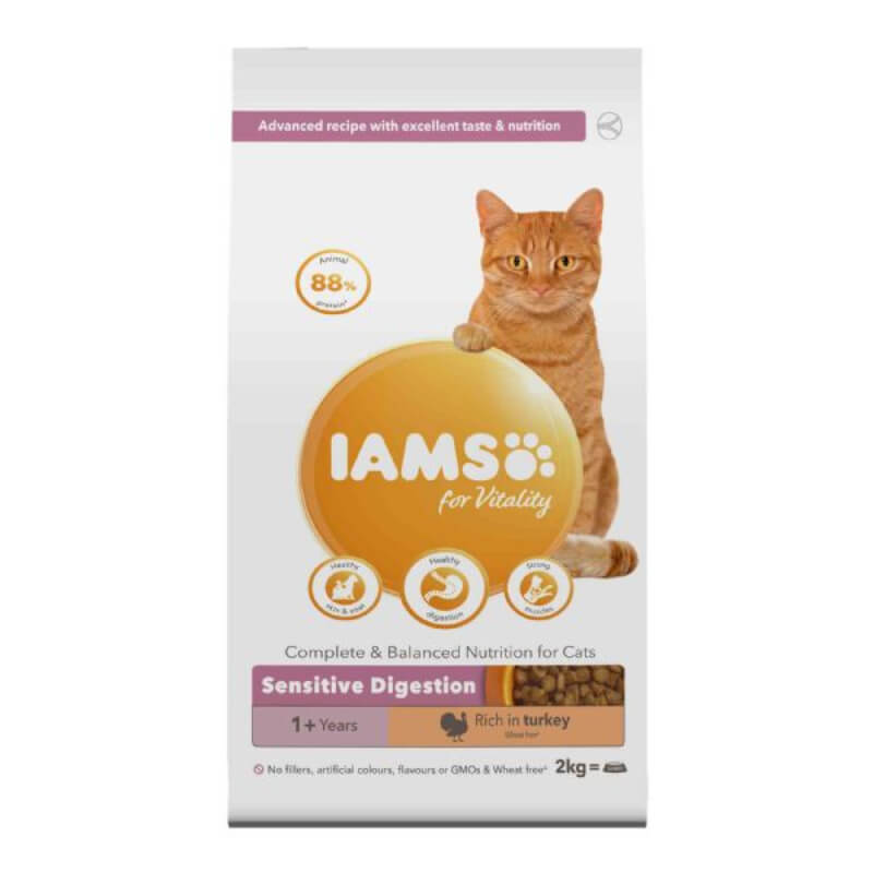 Iams Vitality Adult Cat Sensitive Digestion Turkey 2kg